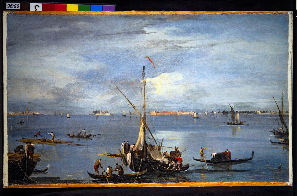 ベネチアン・ラグーンの眺め 作： フランチェスコおよび/またはジャン・アントニオ (1699-1761) グアルディ