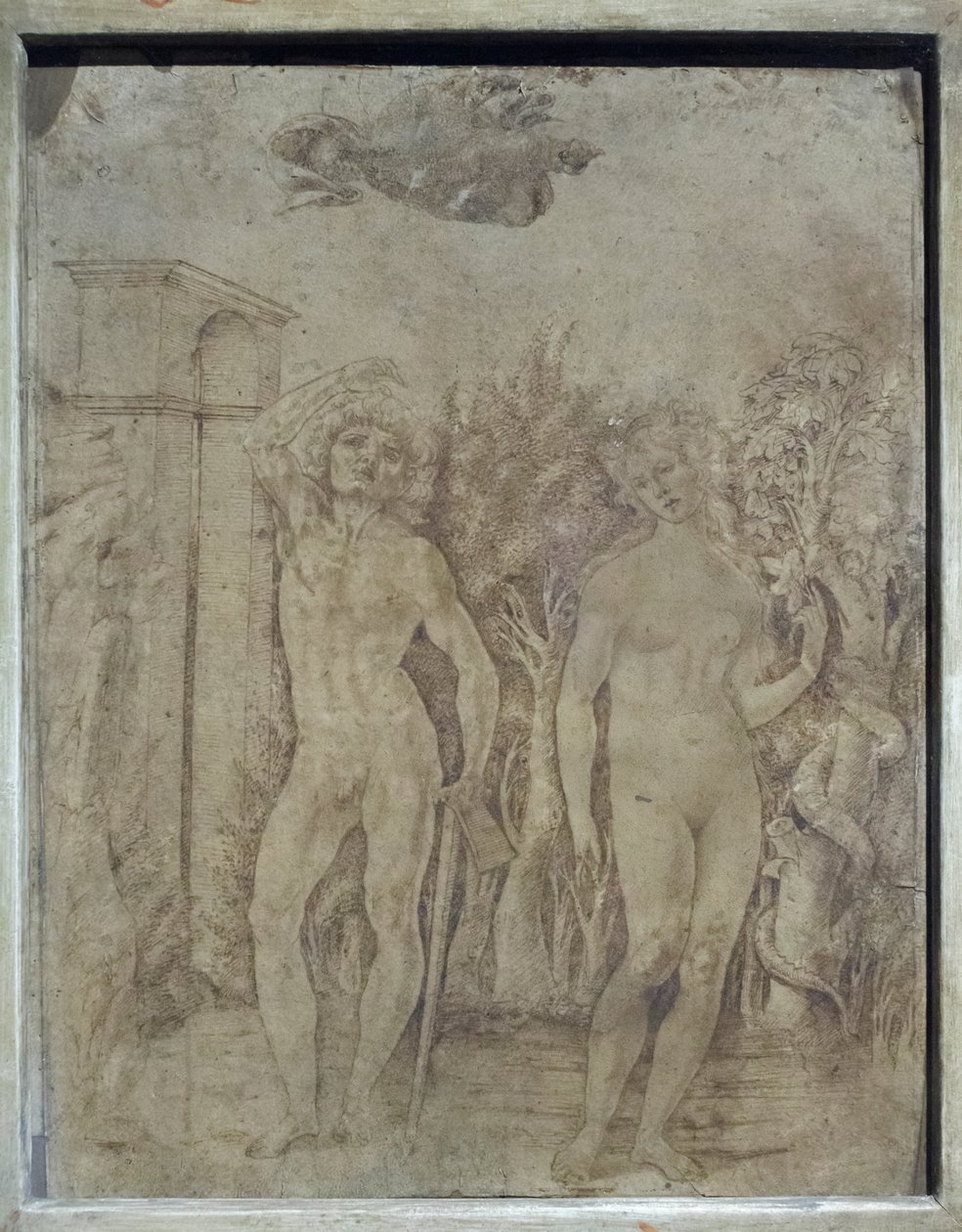 アダムとイヴ 1470年頃 羊皮紙にペンとインク 作： フランチェスコ ディ ジョルジョ マルティーニ