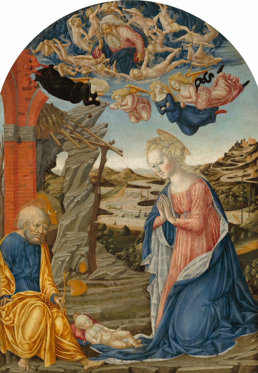 天使とケルビムに囲まれた父なる神との降誕、c。 1470年。 作： フランチェスコ ディ ジョルジョ マルティーニ