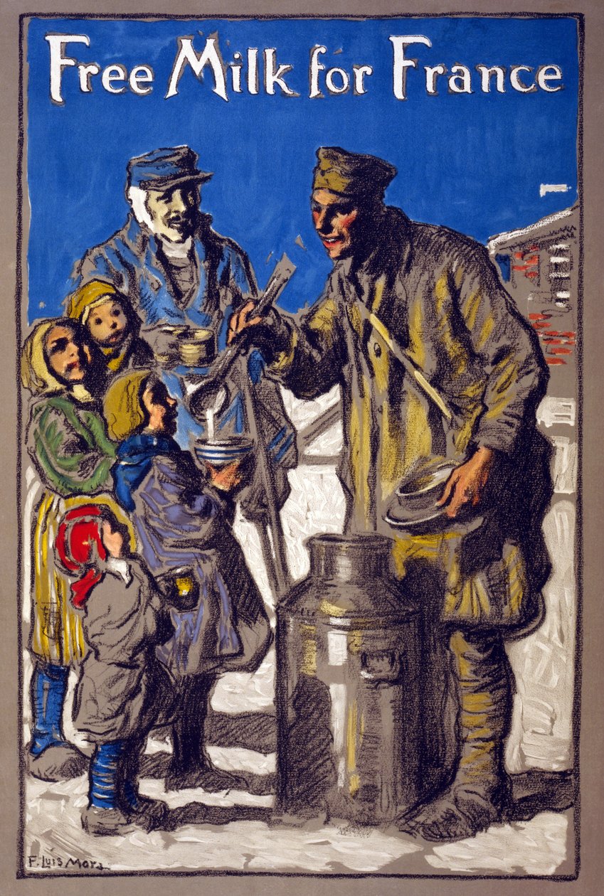 1918年のフランスの無料牛乳 作： フランシス・ルイス・モラ