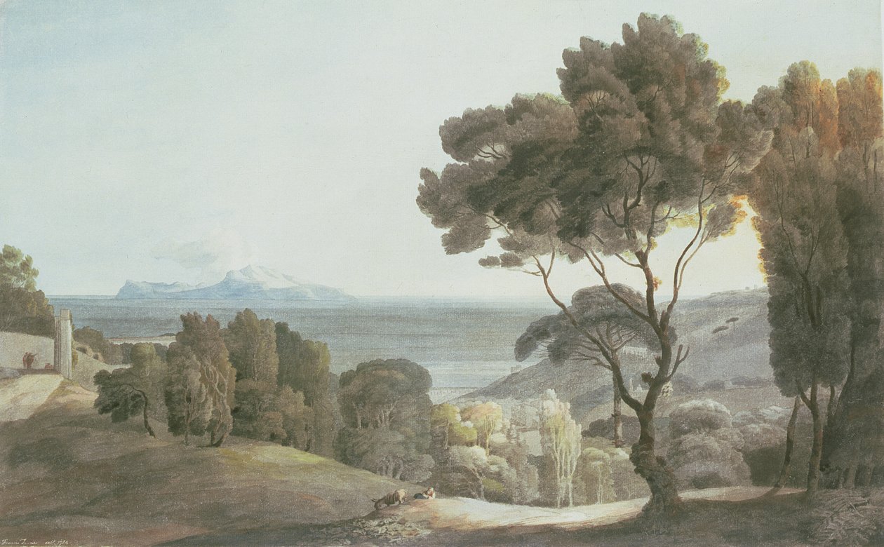 イタリアの風景、カプリ島の眺め、1784 作： フランシス・タウン