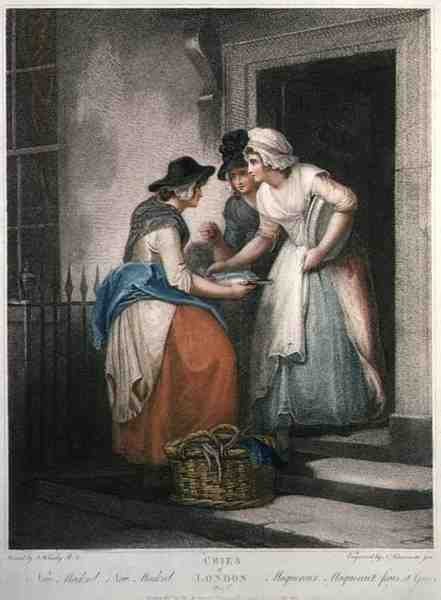 "New Mackrel, New Mackrel"、Nicolo Schiavonetti (d.1813)が彫った「The Cries of London」のプレート5、Colnaghi & Co. 作： フランシス（後）ホイットリー