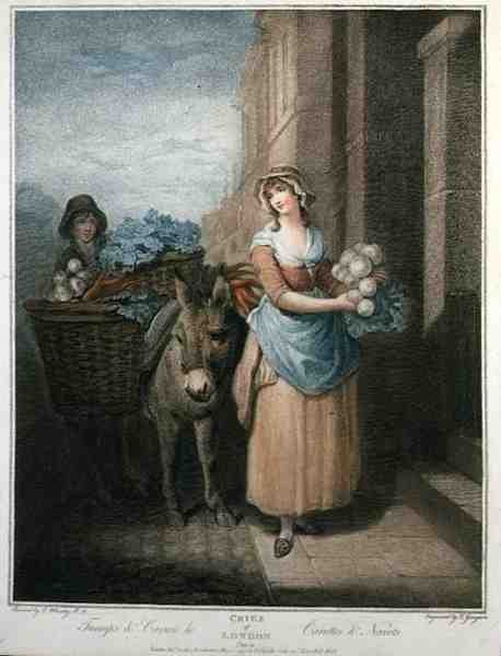"Turnips and Carrots Ho"、Thomas Gaugain（1748-1812）が彫った「The Cries of London」のプレート13、Colnaghi & Co.が出版。 作： フランシス（後）ウィートリー
