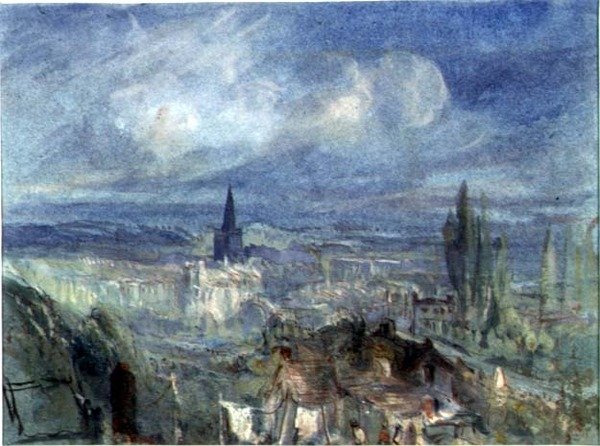 サマセットブリッジウォーターの町の眺め 作： フランシスアベルウィリアムテイラーアームストロング