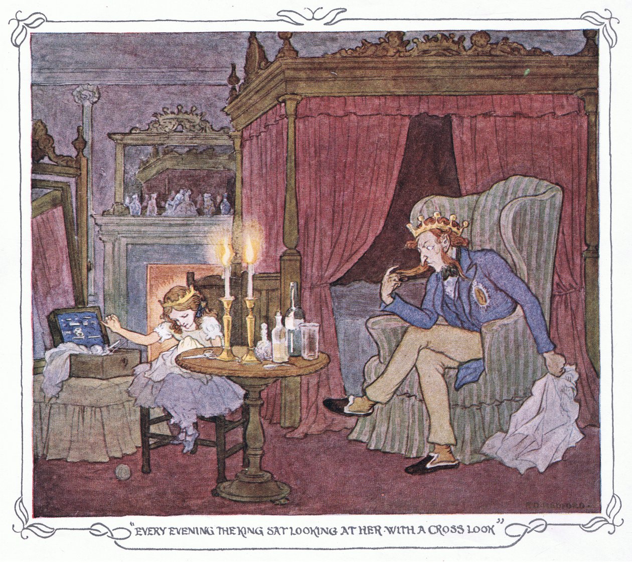 毎晩、王は十字架を背負ったような目つきで彼女を眺めていた。 作： フランシス・ドンキン・ベッドフォード