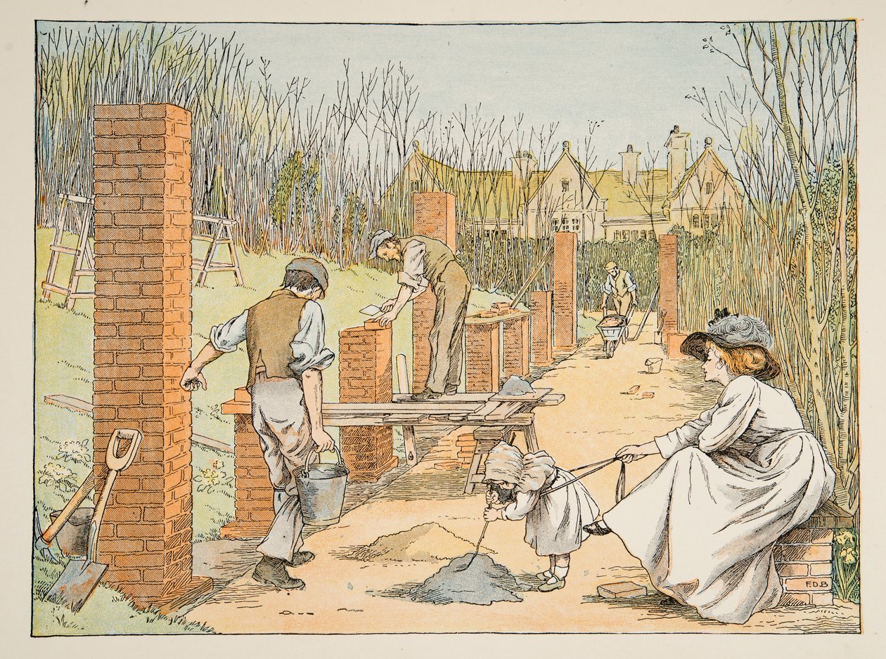 The Builder, from Four and Twenty Toilers, pub.1900年（カラーリトグラフ） 作： フランシス・ドンキン・ベッドフォード