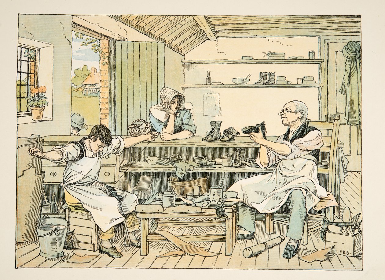 コブ職人』（『4人と20人の労働者』より）。1900年（カラーリトグラフ） 作： フランシス・ドンキン・ベッドフォード