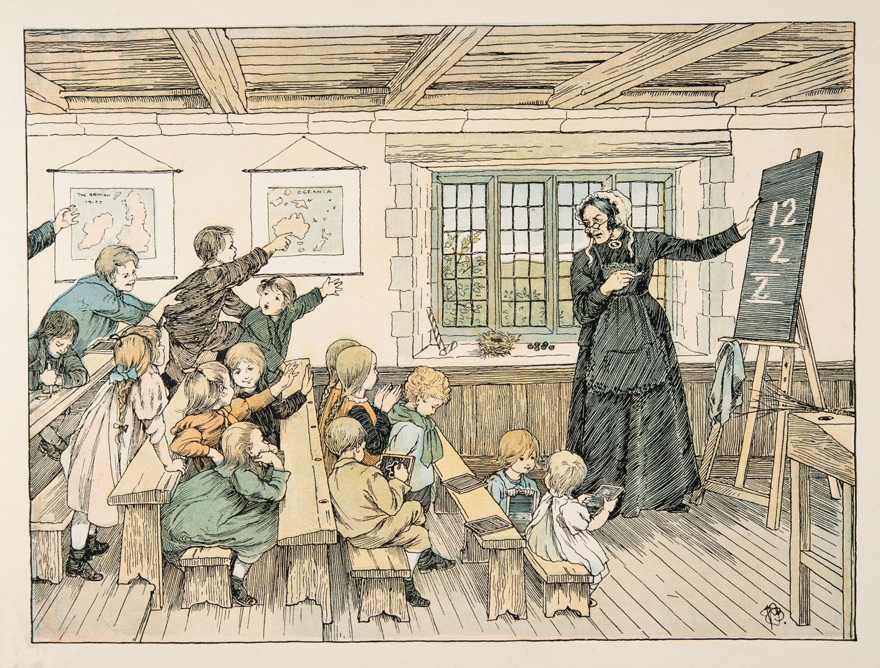 四人と二十人の労働者』より「ダム」。1900年（カラーリトグラフ） 作： フランシス・ドンキン・ベッドフォード
