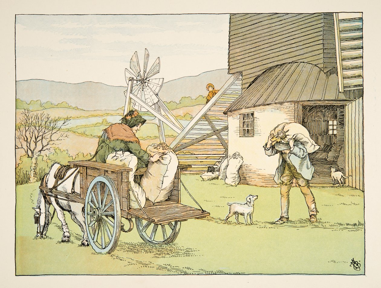 The Miller, from Four and Twenty Toilers, pub.1900年（カラーリトグラフ） 作： フランシス・ドンキン・ベッドフォード