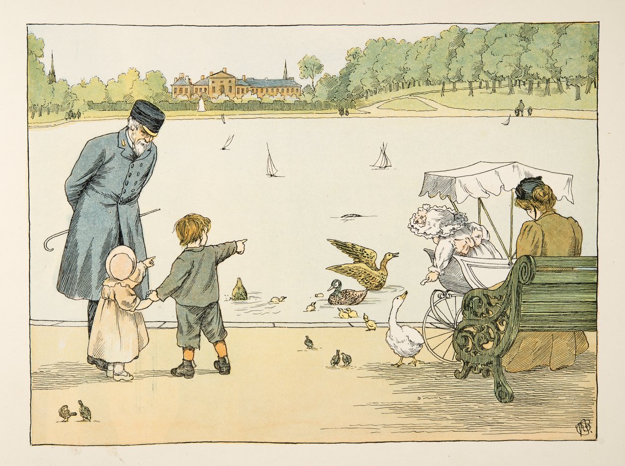公園管理人』（『4人と20人の労働者』より）。1900年（カラーリトグラフ） 作： フランシス・ドンキン・ベッドフォード