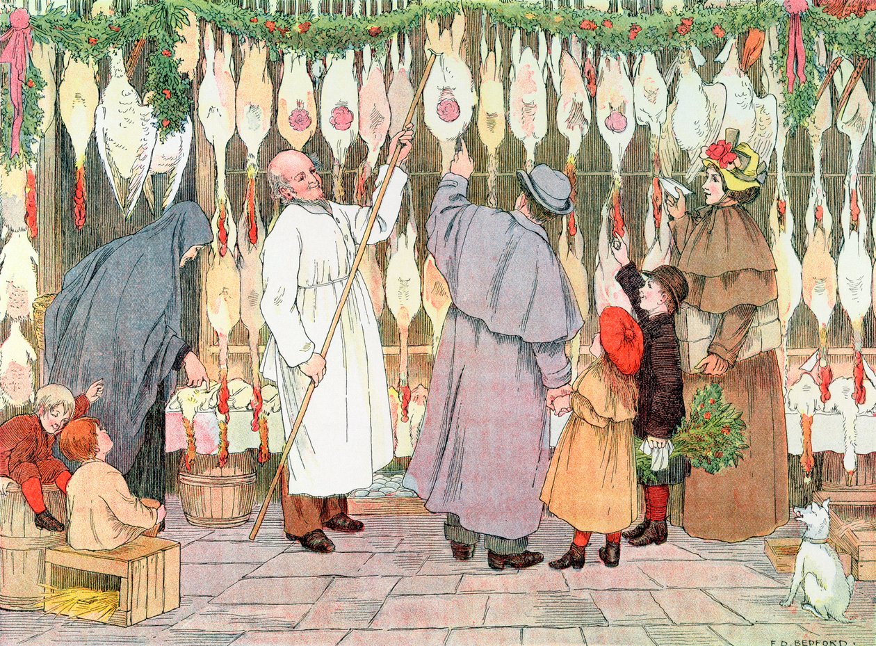The Poulterer、1899年。Book of Shops、1899年より 作： フランシス・ドンキン・ベッドフォード