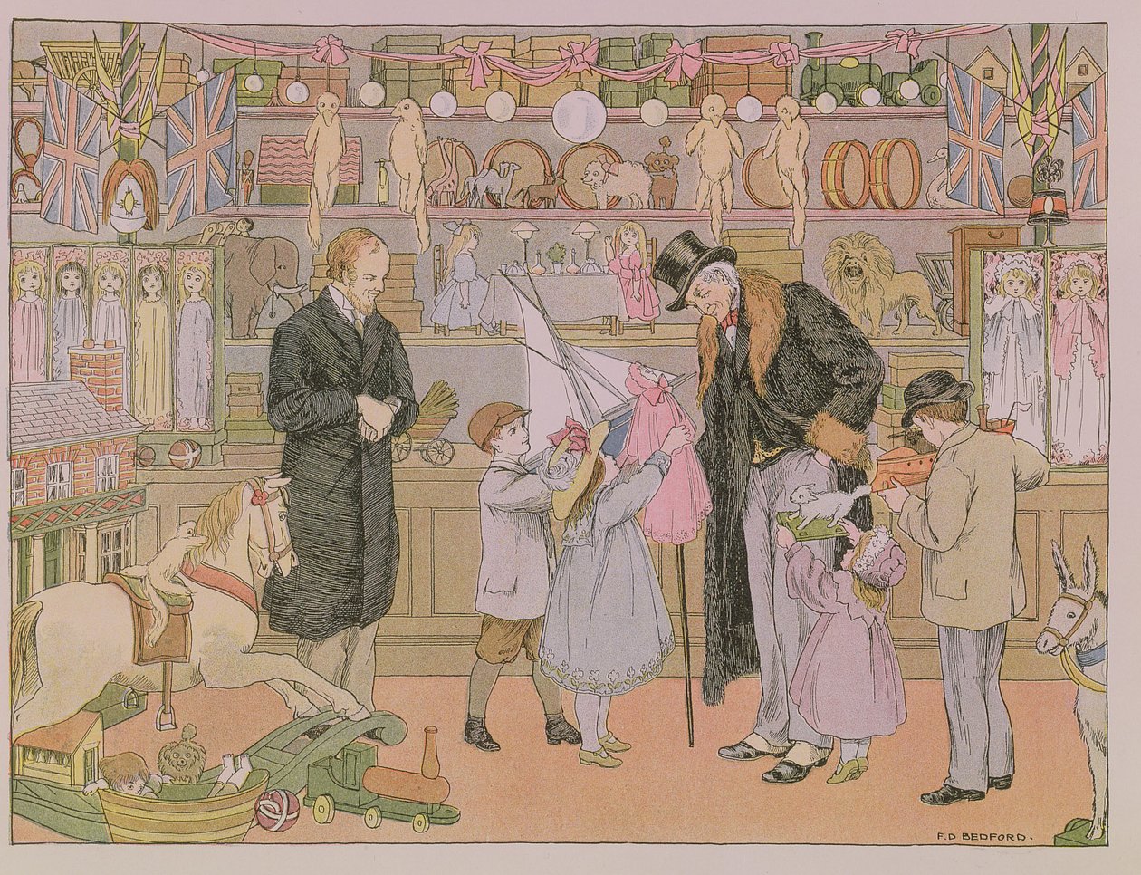 おもちゃ屋、『お店の本』より 作： フランシス・ドンキン・ベッドフォード