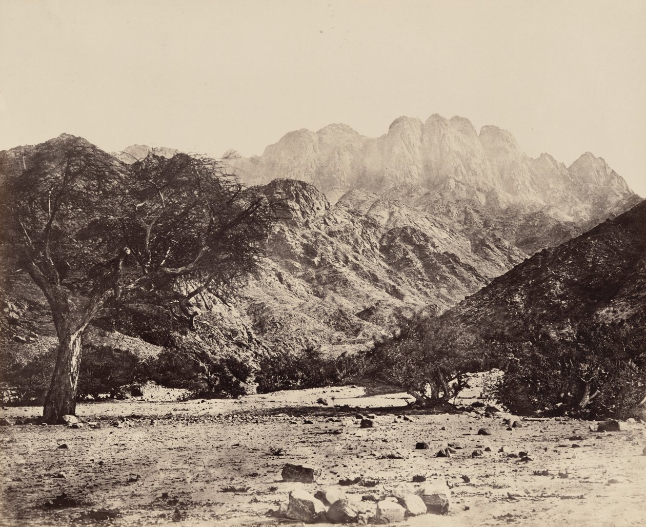 セルバル山、ワーディー・フェイランから、エジプト、1858年（写真） 作： フランシス・フリス