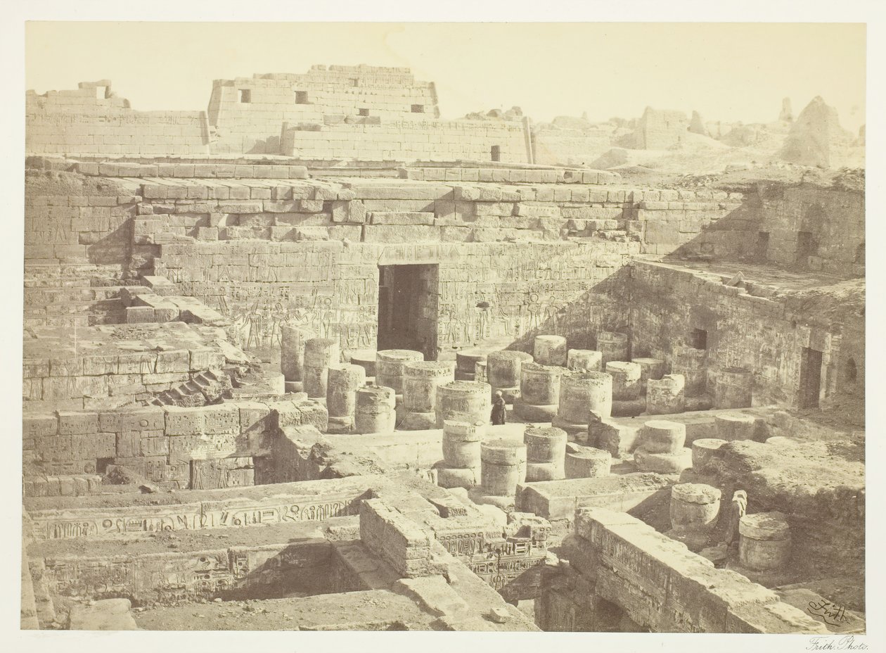 Medinet-Haboo での新しい発掘調査、1860 年、1862 年に印刷。 作： フランシス・フリス