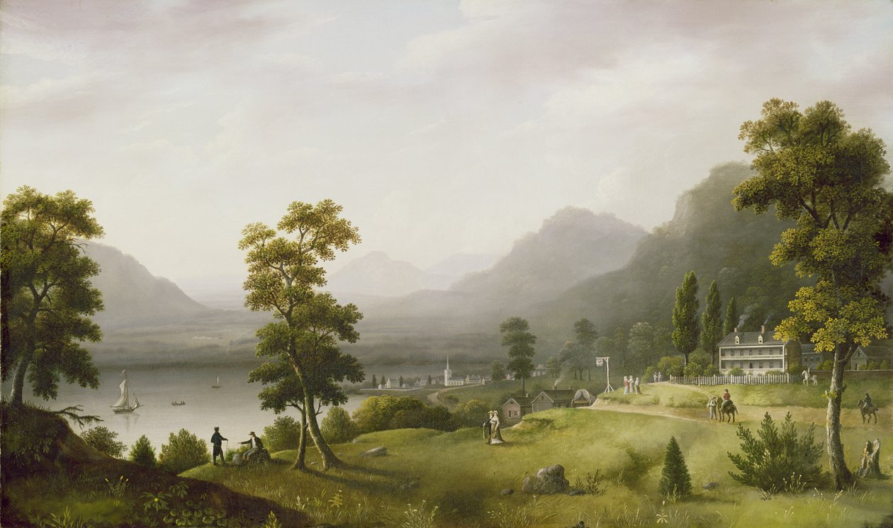 1817-18年、ジョージ湖の頭にあるカーターズタバーン 作： フランシス・ガイ