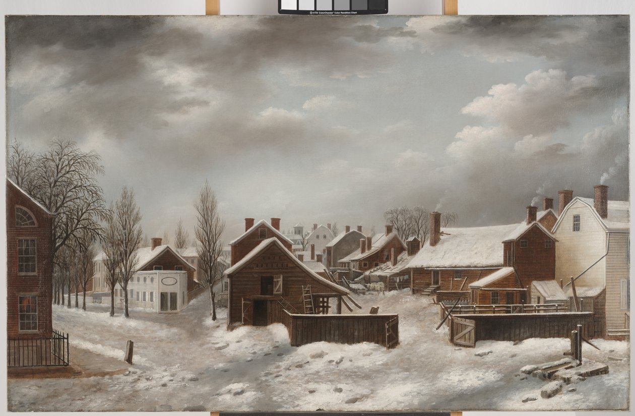 ブルックリンの冬のシーン、c.1817-20（キャンバスに油彩） 作： フランシス・ガイ