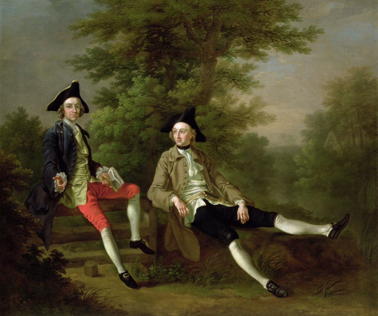 デビッド・ギャリックの肖像（1717-79）（左）とウィリアム・ウィンダムのフェルブリッグ（1717-61）（右）c.1745 作： フランシス・ヘイマン
