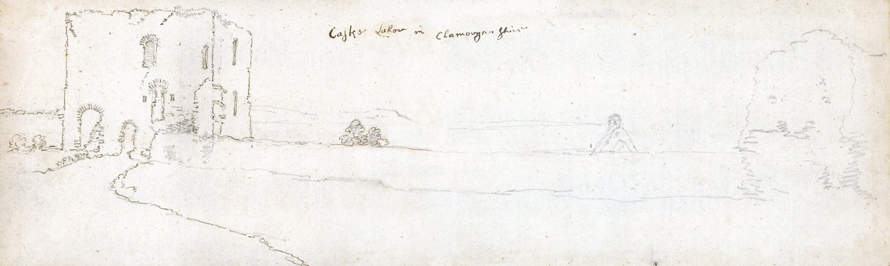 1678年のカーディフ （紙に水彩、茶インク） 作： フランシスプレイス