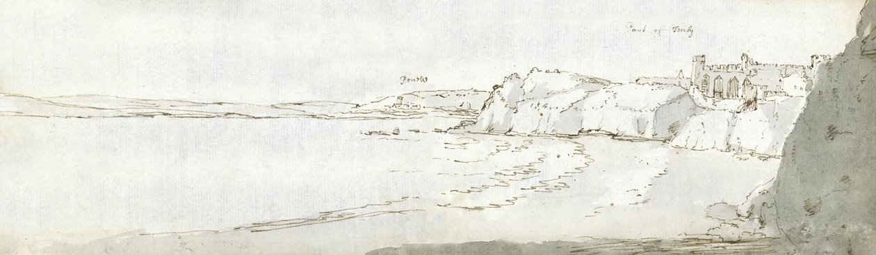 テンビーの港 1678年頃 （紙に水彩、茶インク） 作： フランシスプレイス