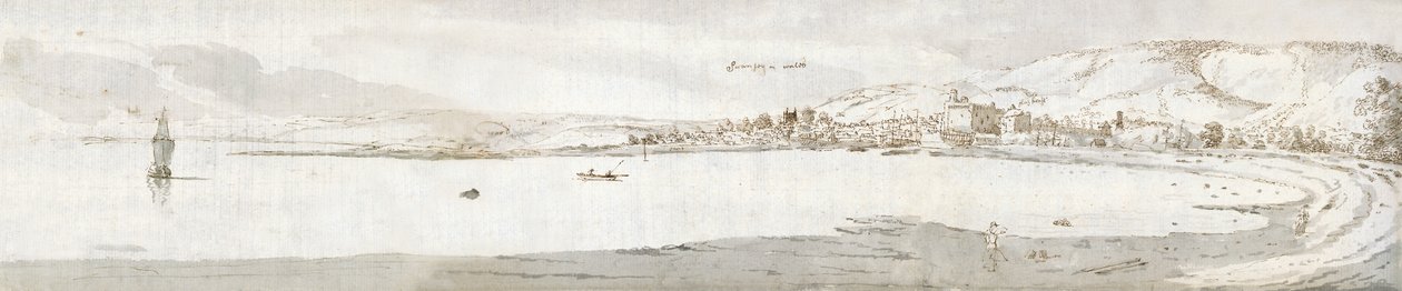 スウォンジー、1678年頃（紙に水彩、茶インク） 作： フランシスプレイス