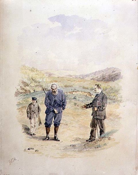 ハンド・オーバー！」、試合終了時、1870年頃（紙に水彩画） 作： フランシス・パウエル・ホプキンス