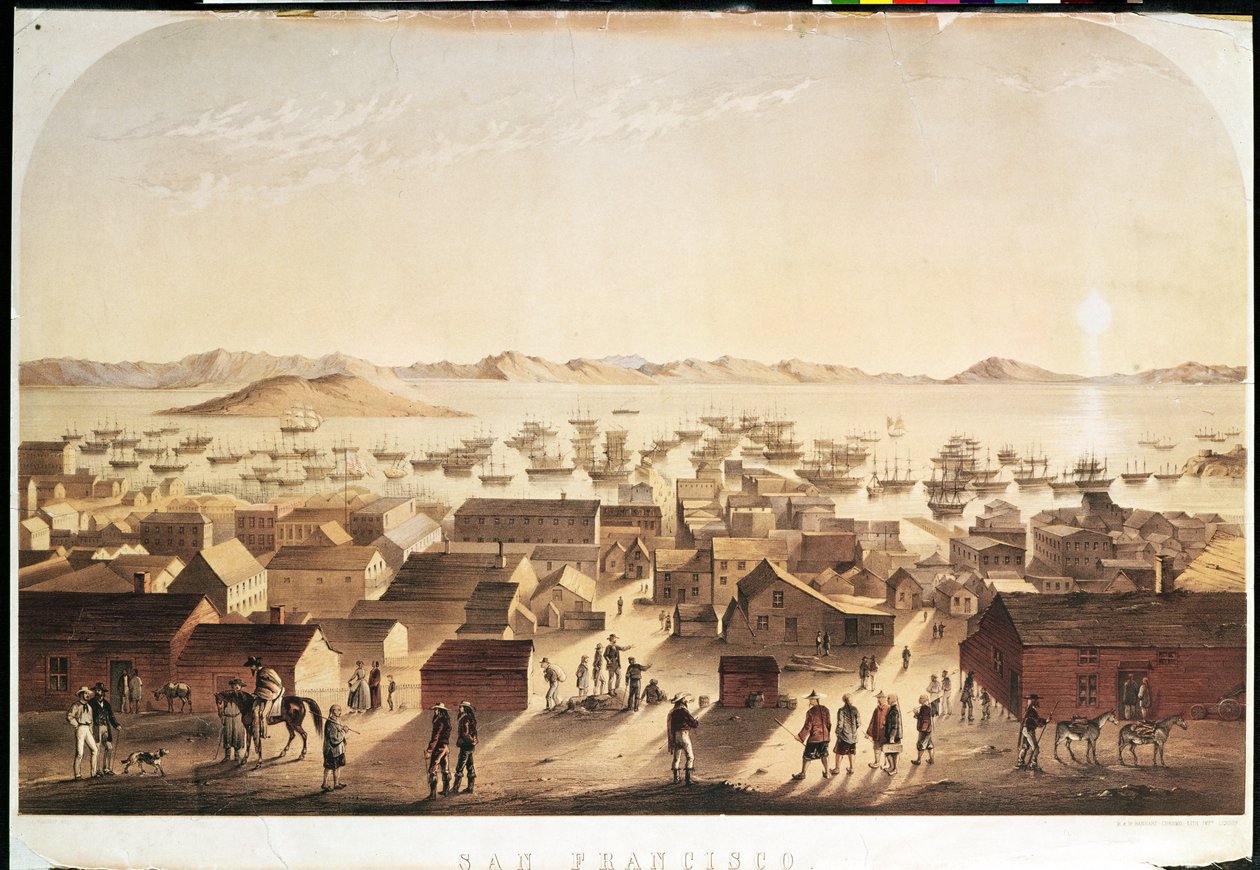 M und N Hanhartによって発行されたサンフランシスコの概要、c.1850-52 作： フランシス・サミュエル・マリヤット