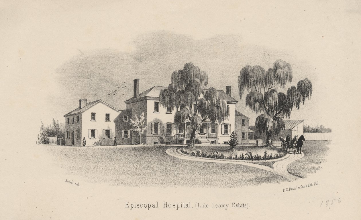 聖公会病院、PS Duval and Sonによるlitho、1856 作： フランシス・シェル