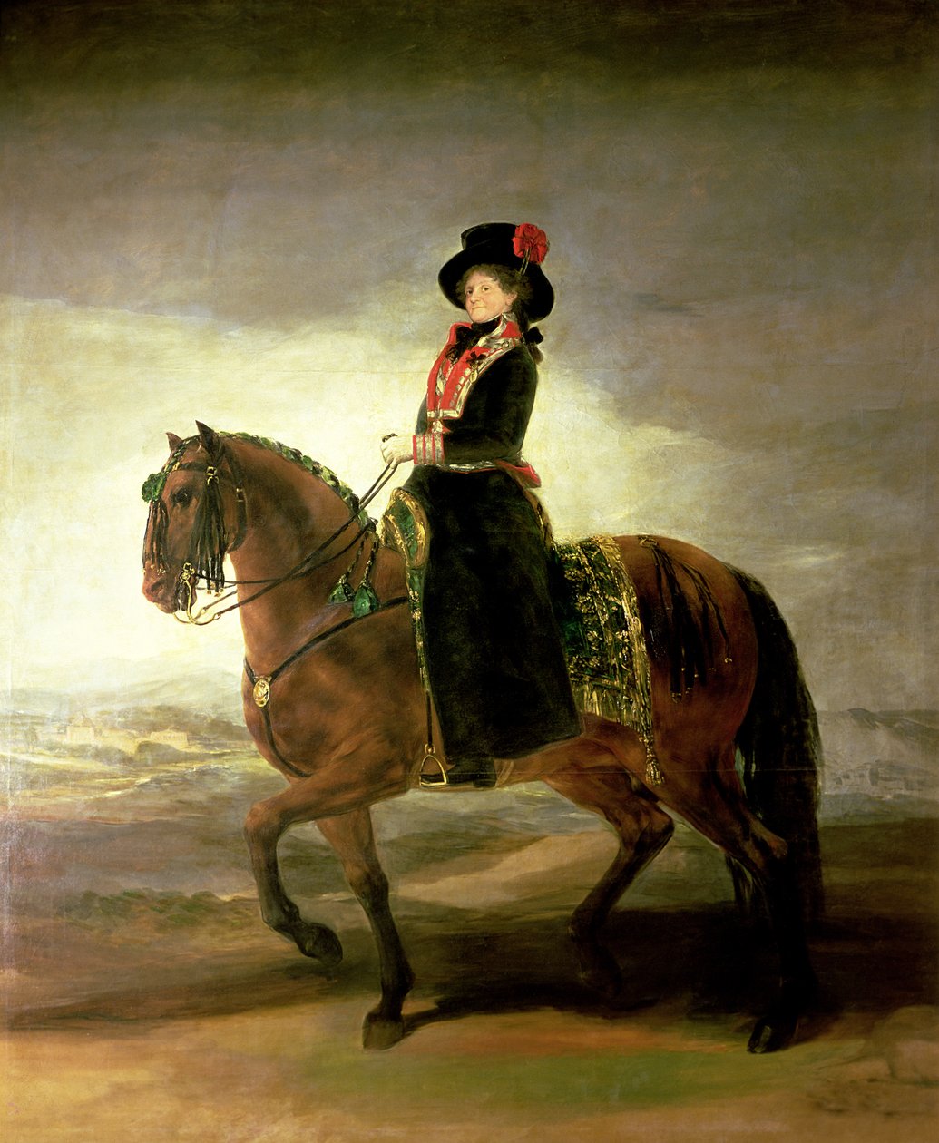 1799年、スペイン国王チャールズ4世の妻、マリアルイーサ女王の乗馬の肖像 作： フランシスコ・デ・ゴヤ
