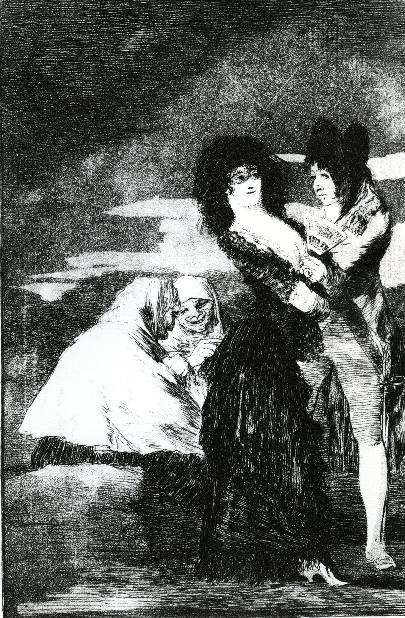 1799年に出版された「Los Caprichos」の2つの種類のプレート5 作： フランシスコ・デ・ゴヤ
