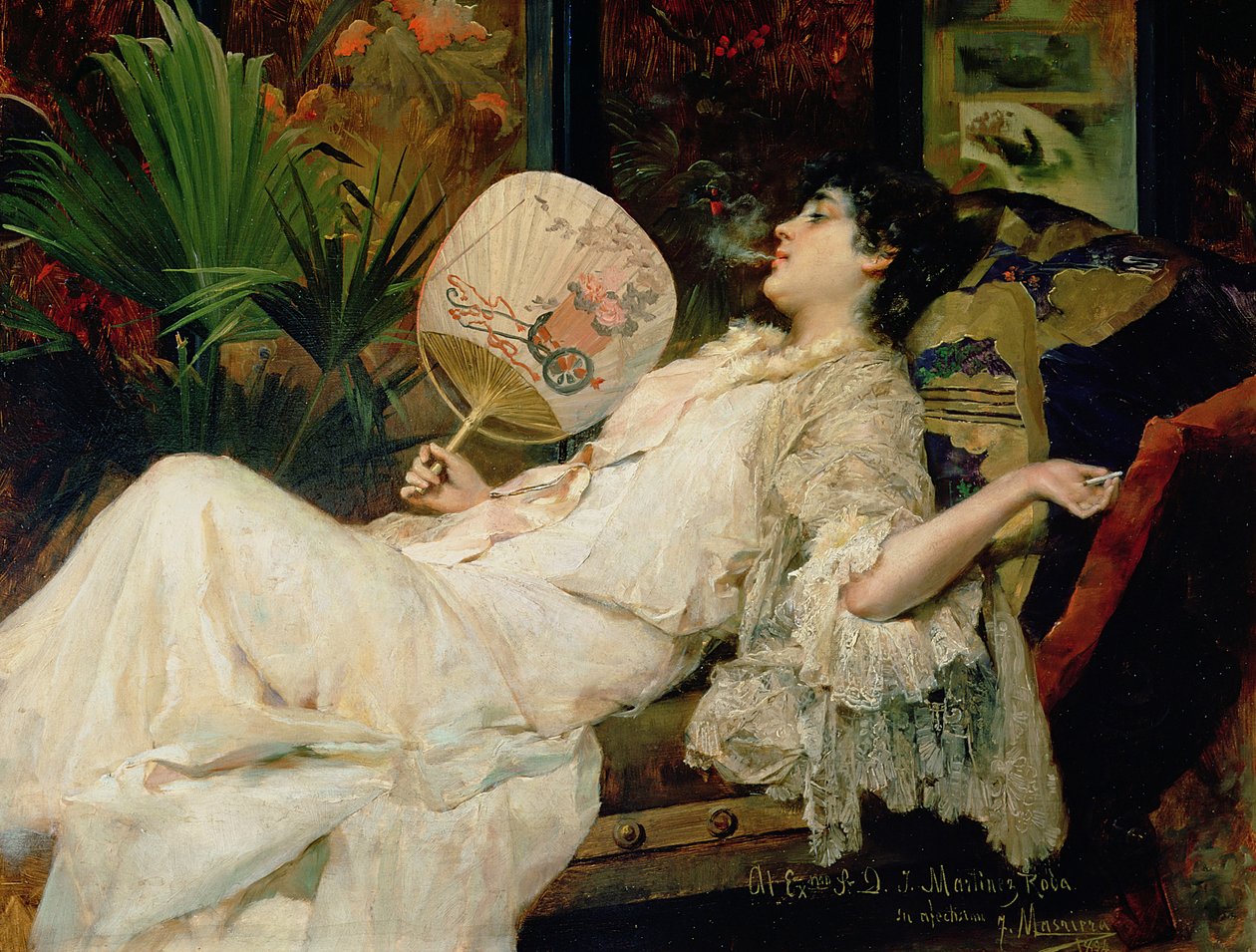 若い女性の喫煙、1894 作： フランシスコマリエライマノベンズ