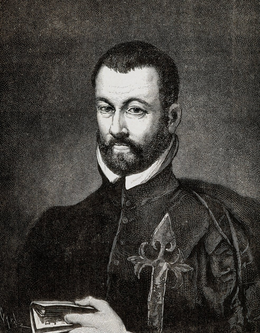 スペインの人文主義者・神学者であるベニート・アリアス・モンターノ（1527-1598）の肖像（フランシスコ・パチェコの絵画をもとに作成 作： フランシスコ（後）パチェコ