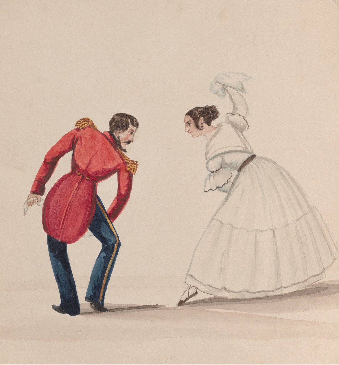 ザマクエカを踊るペルーの男女、「...を描いたデッサン群」より 1848年頃 作： フランシスコ