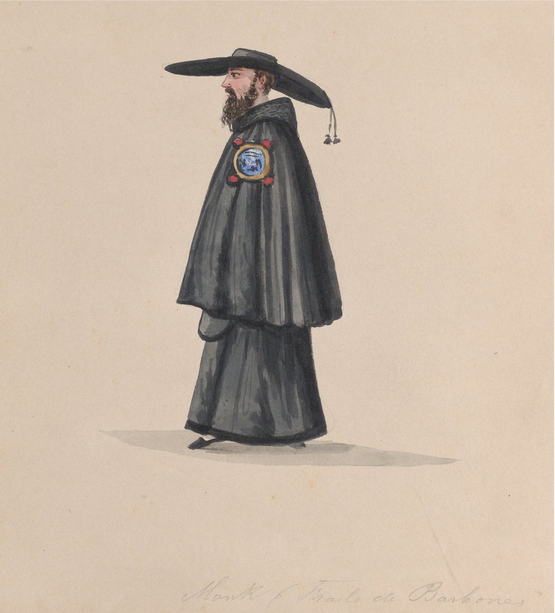 バルボネス修道会の修道士（ペルーの衣装を描いたデッサン群より）1848年 作： フランシスコ