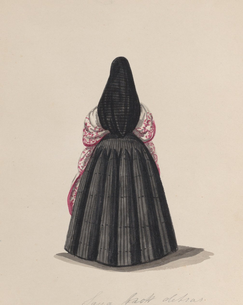 サヤを着た女性を後ろから見たもので、「...を描いたデッサン群」から、1848年頃。 作： フランシスコ