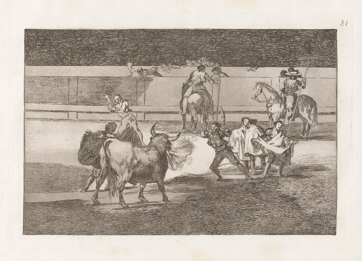 Banderillas of Fire (Banderillas with Firecrackers), Plate 31 from 闘牛 作： フランシスコ・デ・ゴヤ