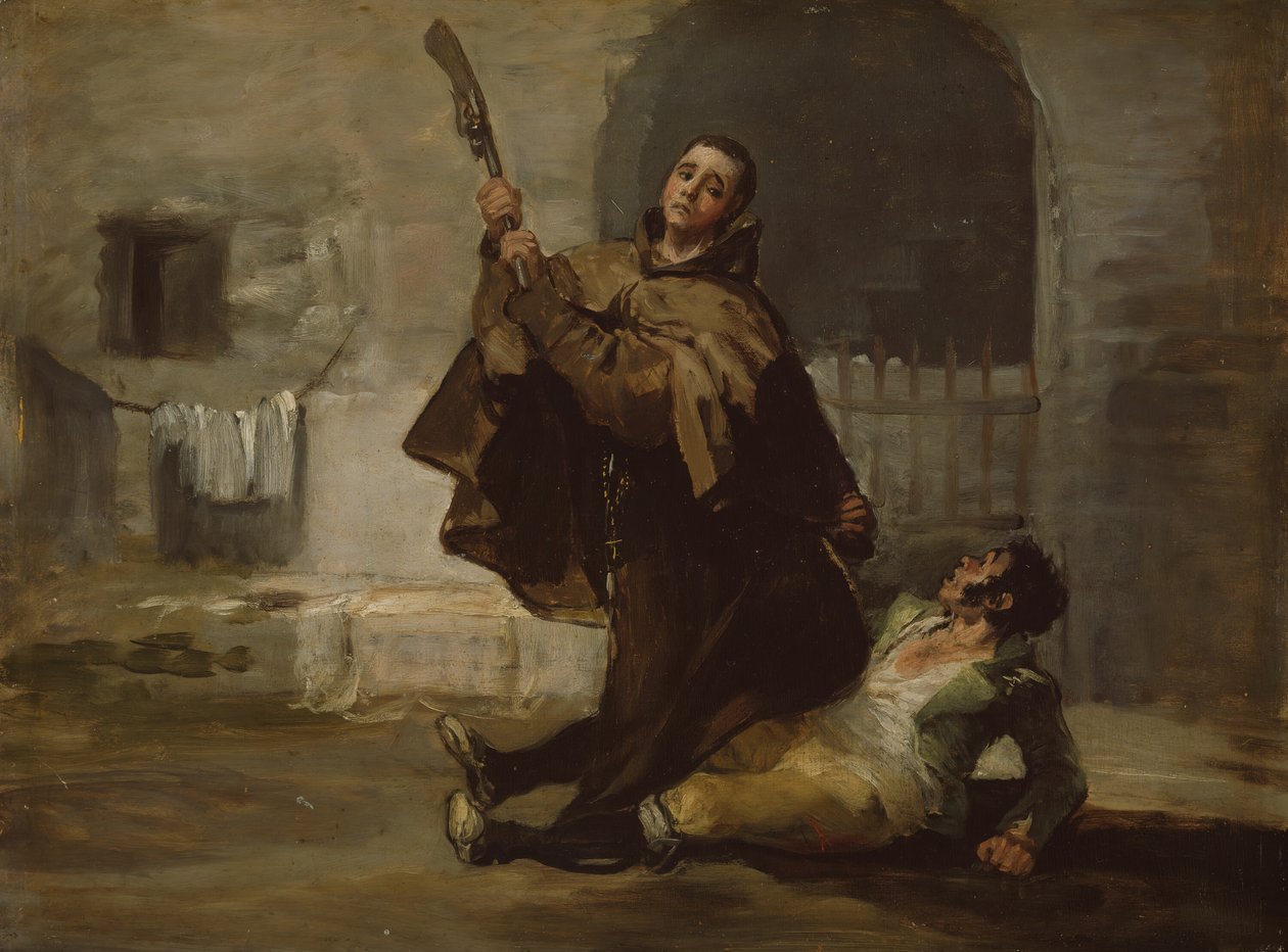 Friar Pedro Clubs El Maragato with the Butt of the Gun, c. 1806年。 作： フランシスコ・デ・ゴヤ