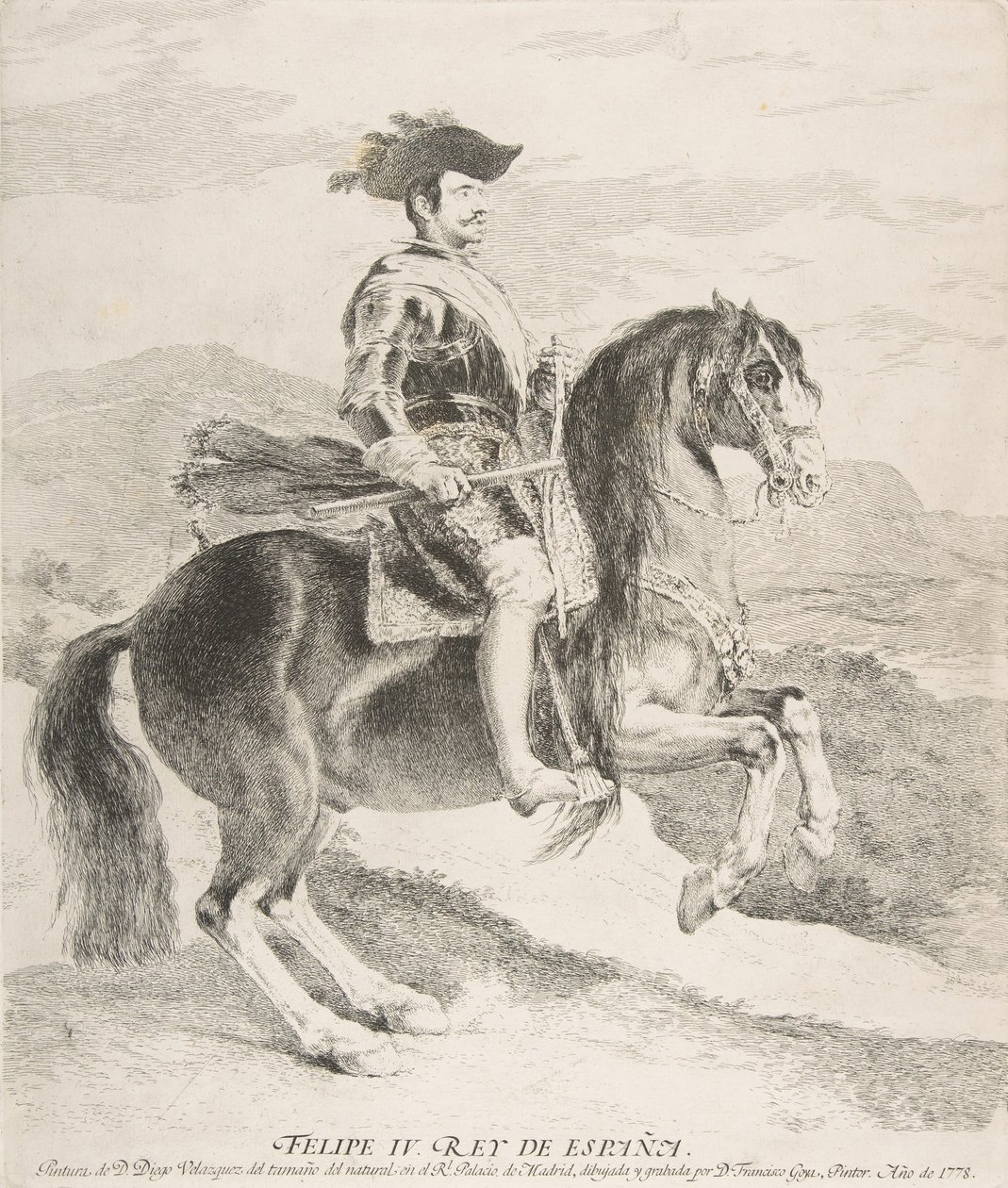 1778年のベラスケス後の馬に乗ったフィリップ4世。 作： フランシスコ・デ・ゴヤ