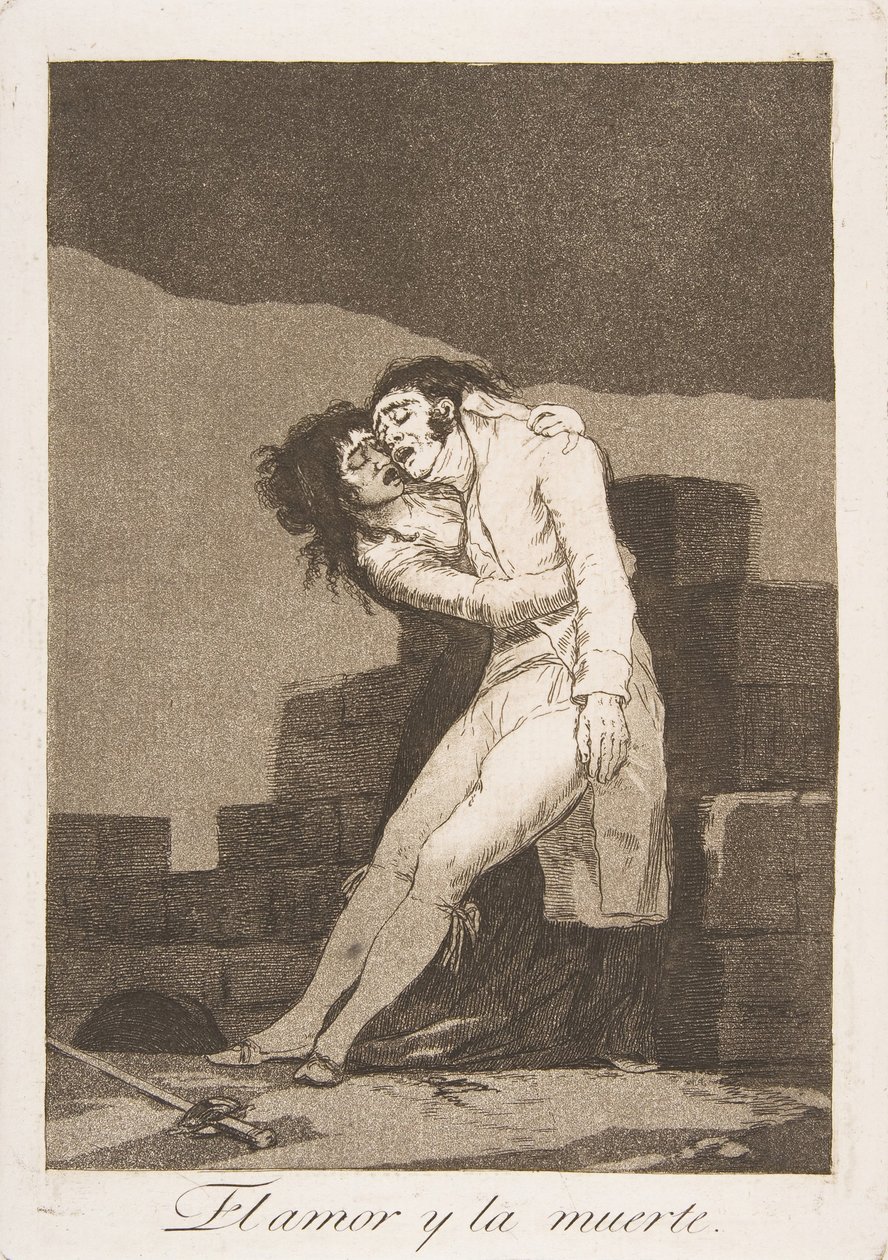 ロスカプリコスのプレート10：愛と死愛と死、1799年。 作： フランシスコ・デ・ゴヤ