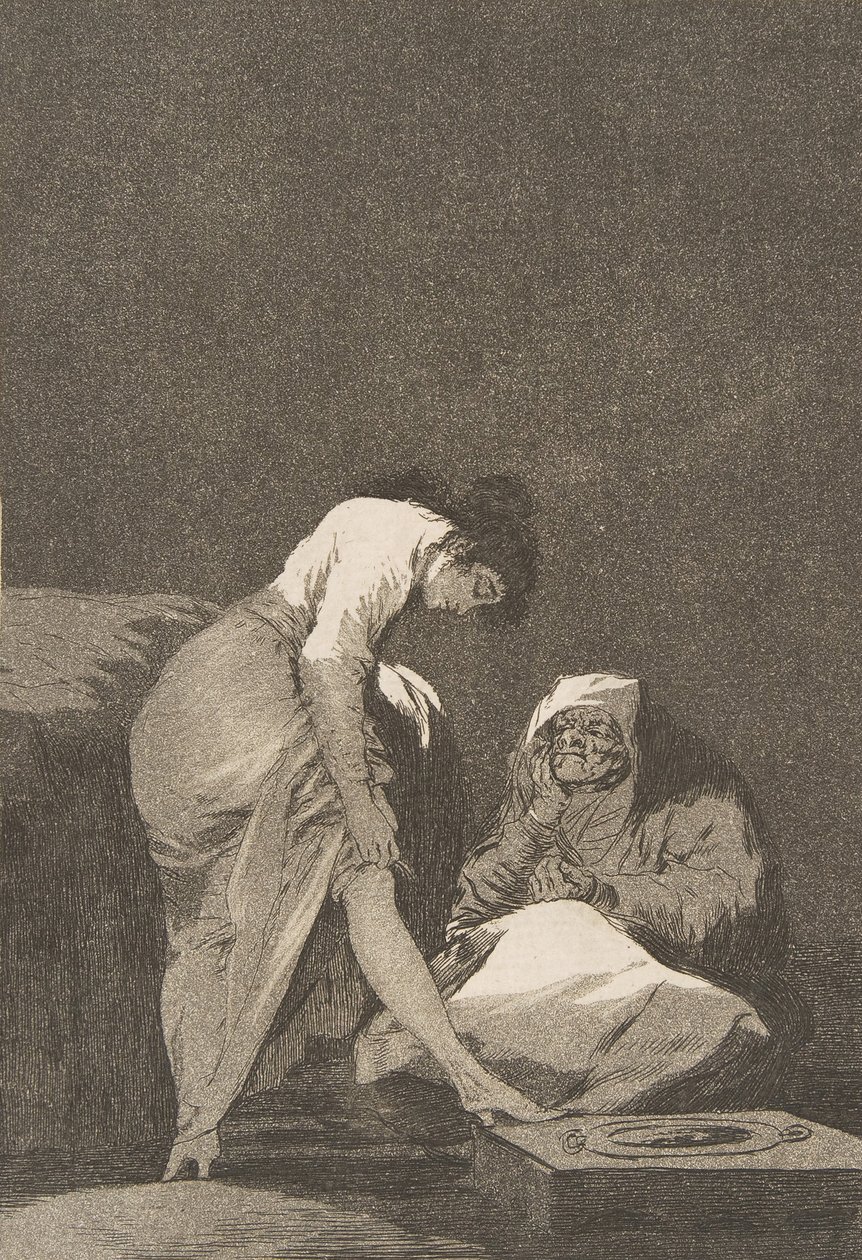 Los Caprichosのプレート17：よく伸ばされています。よく引っ張られました。1797-98。 作： フランシスコ・デ・ゴヤ