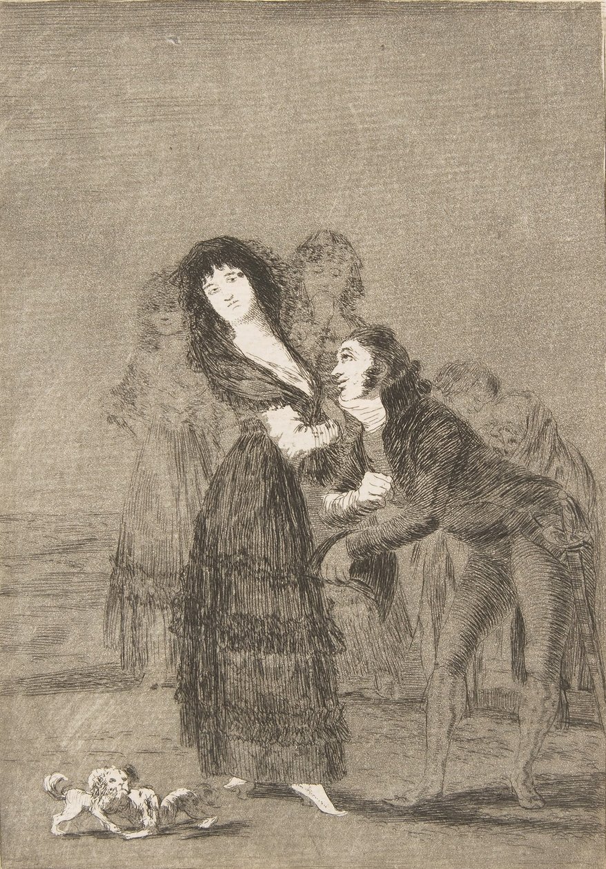 Los Caprichosのプレート27：1799年、Quien mas rendidoを克服したのはどれでしょう。 作： フランシスコ・デ・ゴヤ
