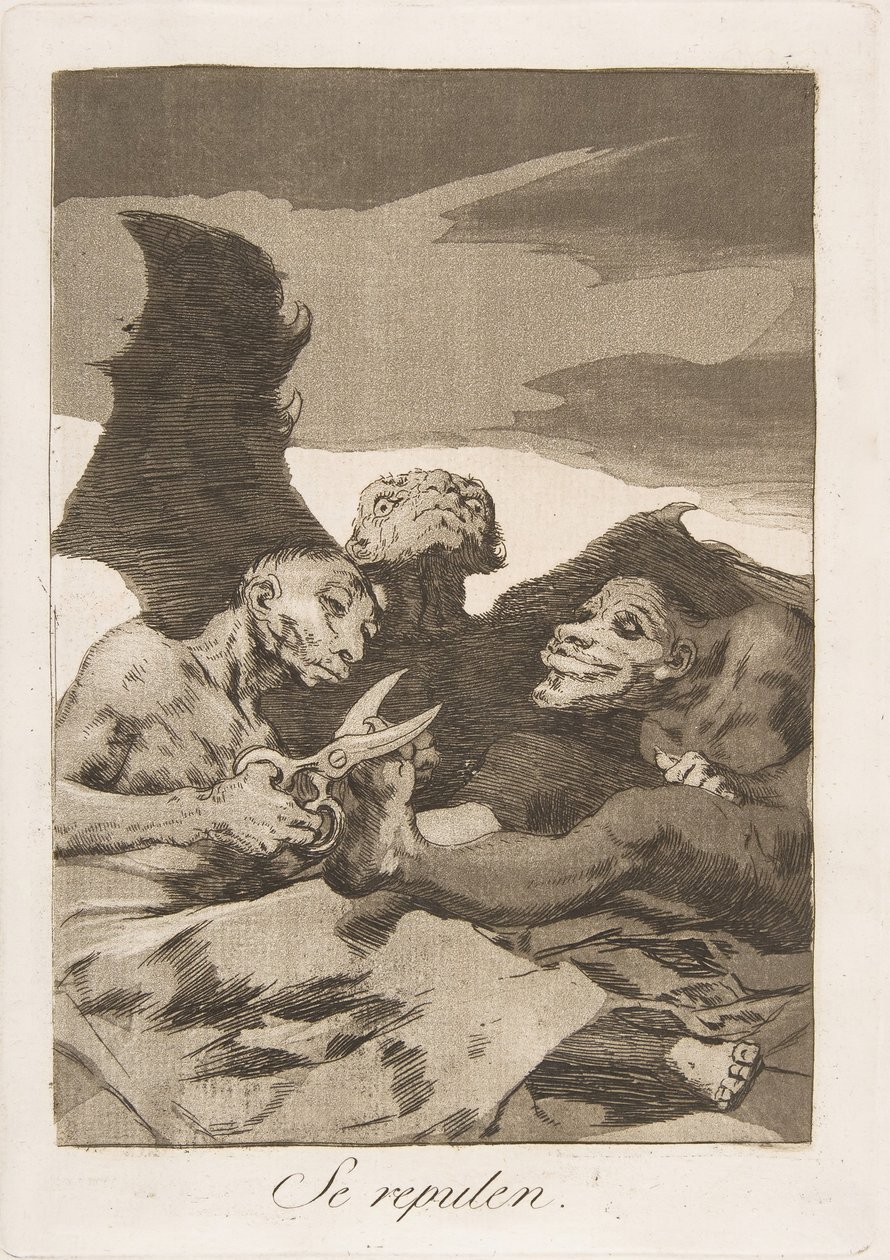 「Los Caprichos」のプレート 51: Se repulen., 1799. 作： フランシスコ・デ・ゴヤ