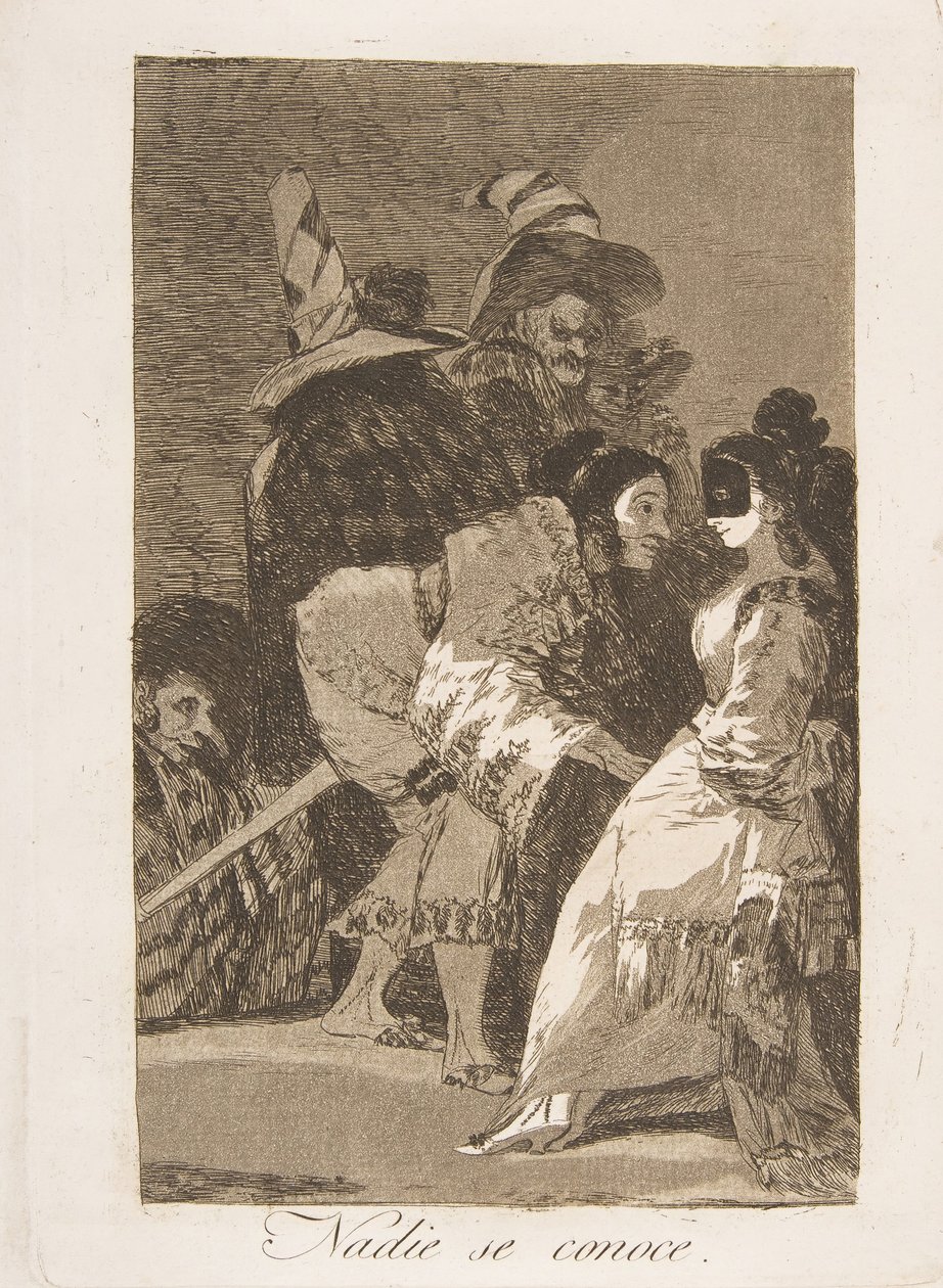 Los Caprichosのプレート6：誰も自分自身を知らないNadie se conoce。、1799。 作： フランシスコ・デ・ゴヤ