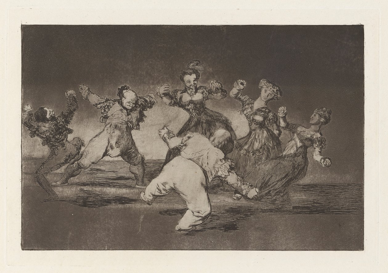 Si Marina bayl?, tome lo que hall? (If Marion Will Dance, Then She has to Take the Consequences)、シリーズ Los disparates (Los proverbios) より 作： フランシスコ・デ・ゴヤ