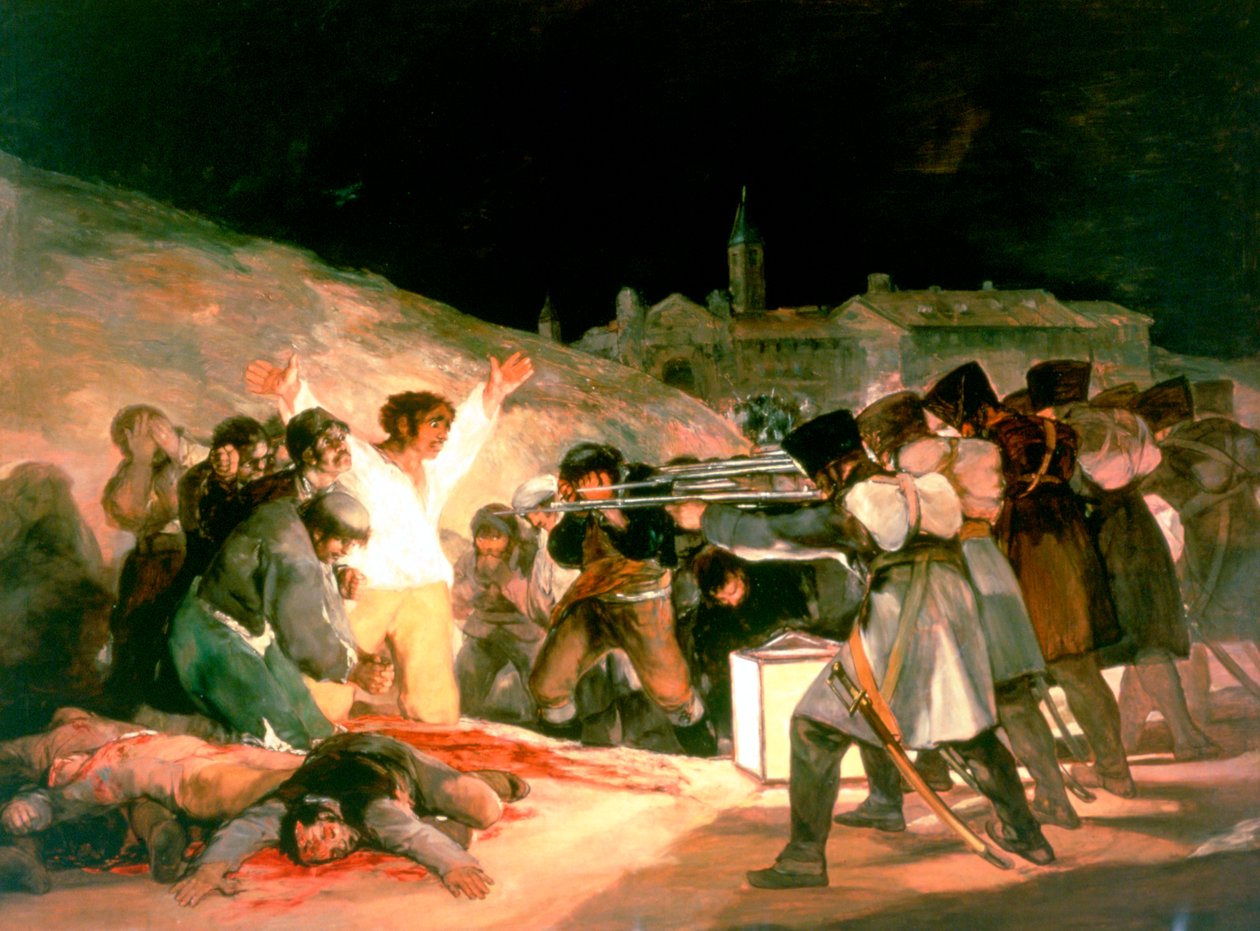 「1808 年 5 月 3 日の射撃」、1814 年 作： フランシスコ・デ・ゴヤ