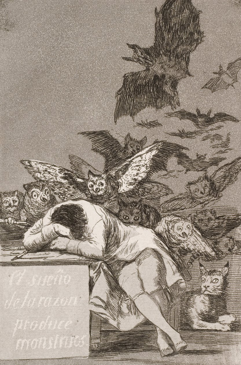 理性の眠りは、ロスカプリコスからモンスター（No. 43）を生み出します 作： フランシスコ・デ・ゴヤ
