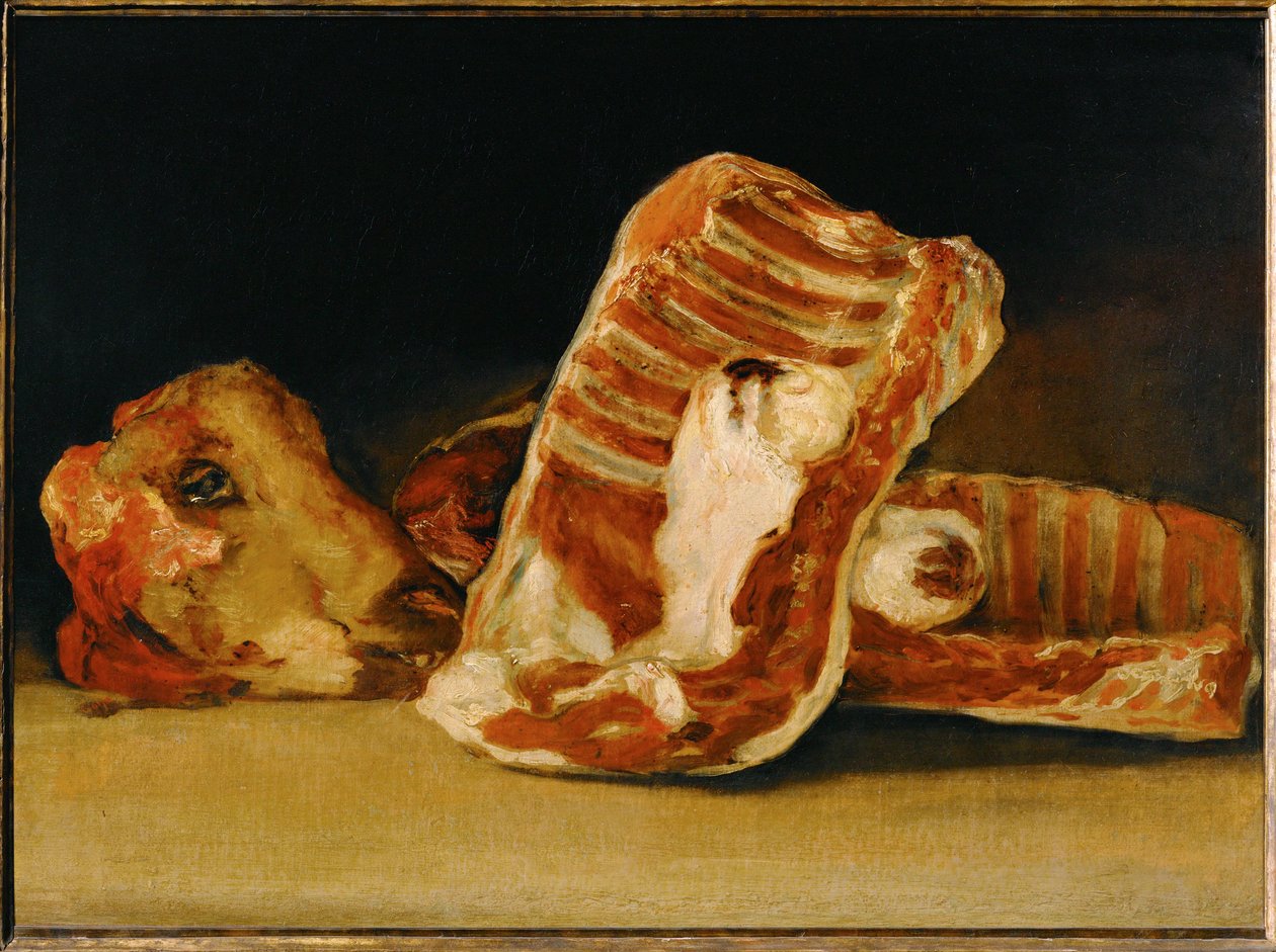 羊頭狗肉の自然 - 羊頭狗肉の静物画... 作： フランシスコ ホセ デ (サークル) ゴヤ イ ルシエンテス