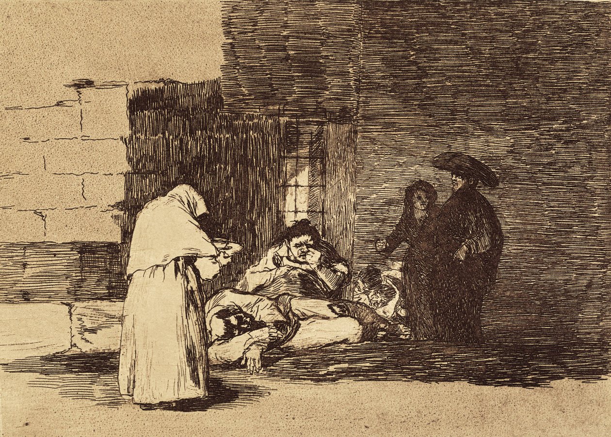 GOYA Y LUCIENTES、Francisco de (1746-1828)。 女性の慈善団体。 1810～1820年。 (15.5×20.6cm)。 「戦争の惨状」のプレート49。 エッチング。 スペイン。 マドリッド (自治コミュニティ)。 マドリード。 国立図書館 作： フランシスコ・ホセ・デ・ゴヤ・イ・ルシエンテス