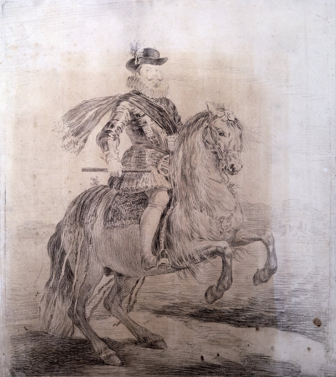 GOYA Y LUCIENTES、Francisco de (1746-1828)。 スペイン王フェリペ3世の騎馬像。 1778.スペインのフィリップ3世（1578-1621）。 スペイン国王 (1598 年 - 1621 年)。 ベラスケスの絵画の模写。 バロック芸術。 描く。 スペイン。 マドリッド (自治コミュニティ)。 狂った 作： フランシスコ・ホセ・デ・ゴヤ・イ・ルシエンテス