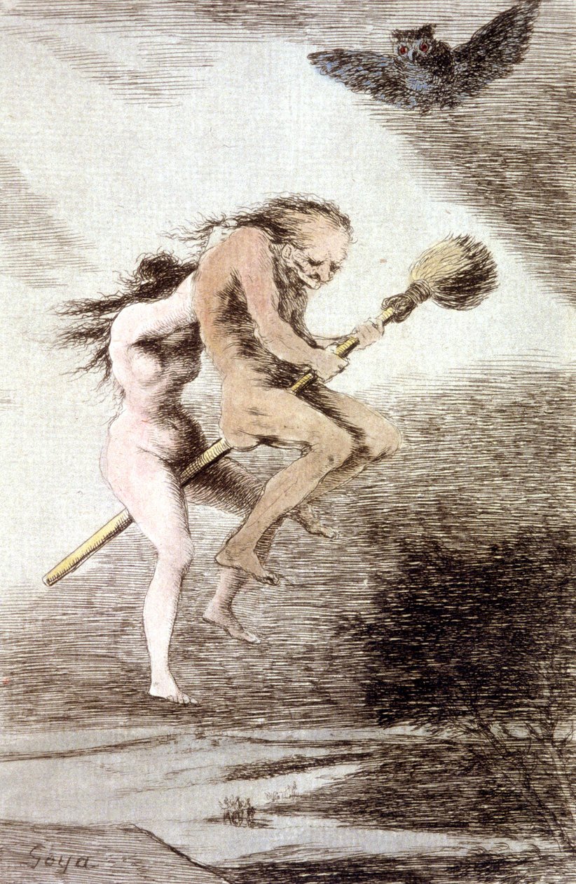 「リンダ・マエストリア」魔女のほうき、c。 1802年（彫刻） 作： フランシスコ・ホセ・デ・ゴヤ・イ・ルシエンテス
