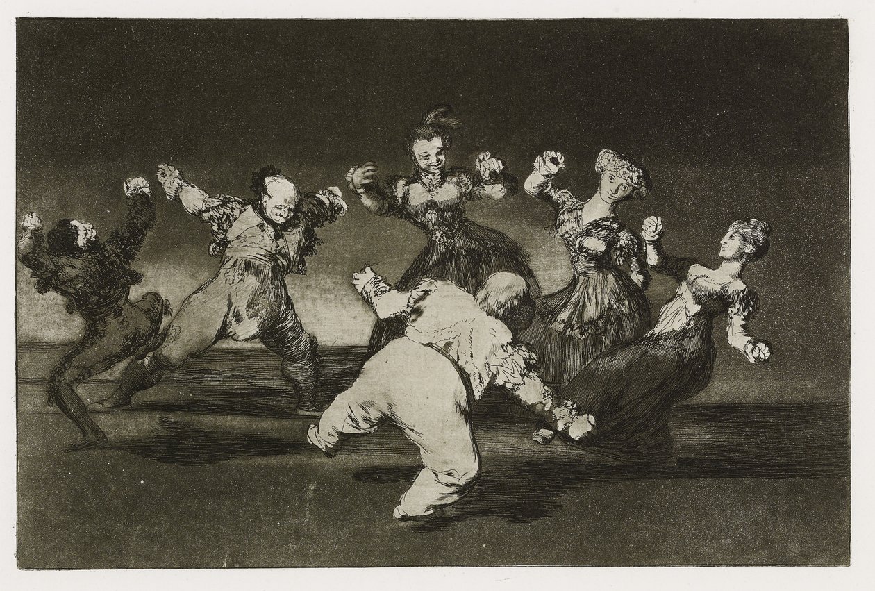 メリーフォリー（異種アレグレ）、「Los Proverbios」のプレート12、c.1819-24（エッチング、アクアチント、溶岩、バーニッシャー、ドライポイント、紙のビュラン） 作： フランシスコ・デ・ゴヤ